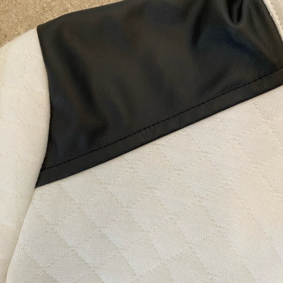 Chico’s - NWT -Ivory - Full zip up shirt - quilted faux leather Chicos size 1 - - Picture 7 of 13